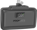 Promate 10000mAh Power Bank, Compact with 20Watt USB-C™ In/Out Foldable Connector, 20Watt Lightning Foldable Connector, Ultra-Fast 20Watt USB-C™In/Out Port, Charge Protection, LED Display (Black)