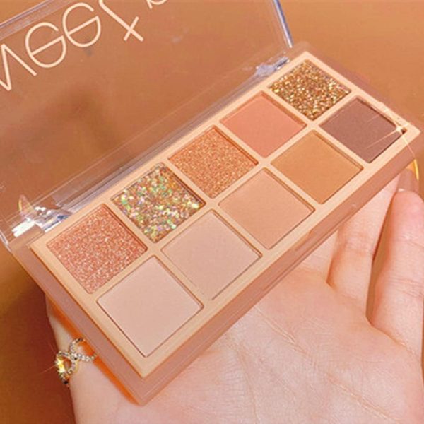 SYOSI 10 Colors Eyeshadow Palette, Matte and Glitter and Shimmer Eyeshadow Korean Makeup, Long Lasting Blendable Shades, Naturing-Looking, Waterproof Cool Eye Shadow Makeup Palette