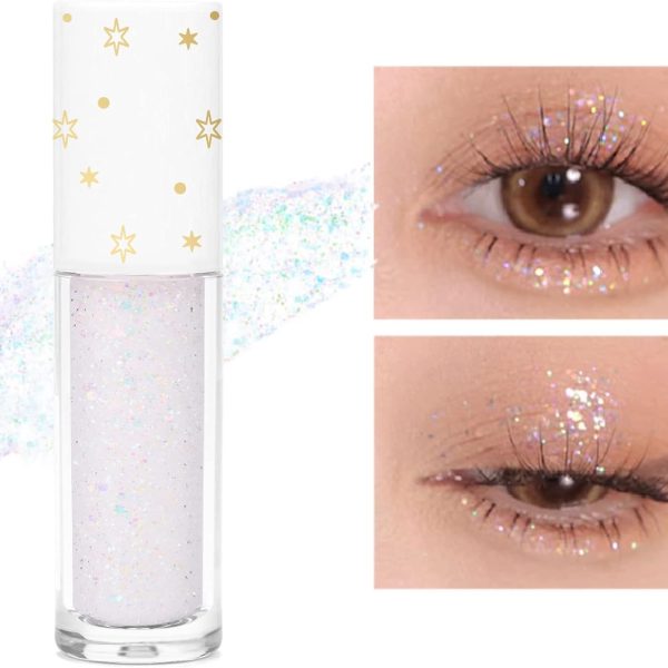 Geeneiya Liquid Glitter Eyeshadow Korean Makeup Under Eye Shadow Bling,Pigmented, Long Lasting, Quick Drying, Loose Glitter Glue for Crystals EyeMakeup (Colorful Galaxy 01)