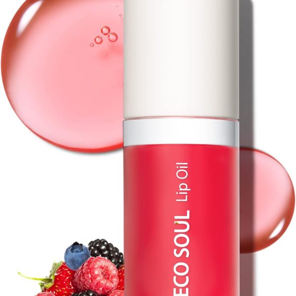THE SAEM Eco Soul Lip Oil 02 Berry - Plumping & Hydrating Lip Oil to Nourish & Moisturize Lips – Berry Extract & Rose Water - Lips Soft & Glossy for Dry Lips, 0.21 fl.oz.