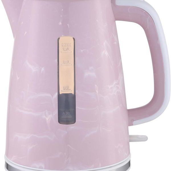 Koolen Marble Effect Electric Kettle, 2200W, 1.7L, Pink Marble