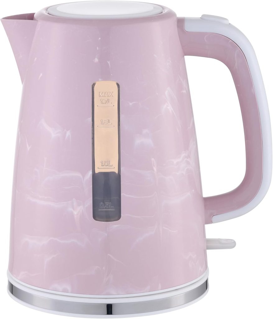 Koolen Marble Effect Electric Kettle, 2200W, 1.7L, Pink Marble
