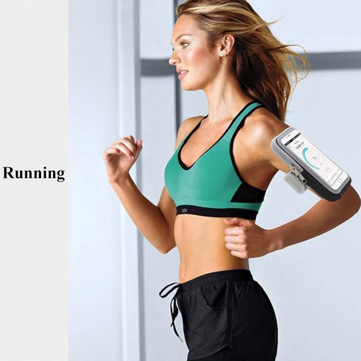 ⁦Qiccijoo Running Armband Phone Holder for Running Full Touchscreen Phone Arm Bands for Running Sports Phone Holder with Adjustable Band for iPhone 13 Pro Max 12 11 Xs Xr 8 7 Galaxy S20 S10 S9 S8⁩ - الصورة ⁦5⁩