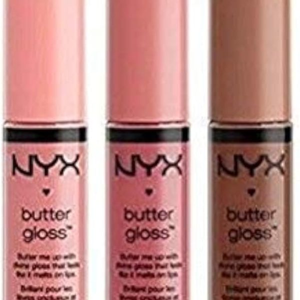 NYX PROFESSIONAL MAKEUP Butter Gloss Kit, Creme Brulee, Fortune Cookie, Madeliene .27oz Each