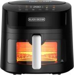 BLACK+DECKER 8-in-1 Digital Air Fryer with Window, 7.2L Large Capacity, 1800W, Rapid Air Technology, LED Touch Display, Dehydrate Function, Dishwasher Safe Basket, Cool-Touch Handle - AF7210-B5