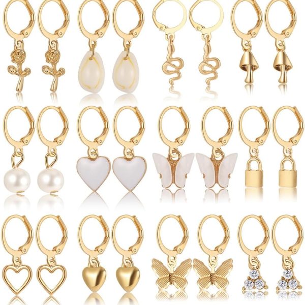 Shining Diva Fashion 12 Pairs Combo Set Latest Stylish Drop Earrings for Women and Girls (15859er)