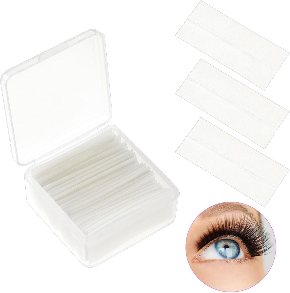 Tazweeq 40 Pcs Self Adhesive Eyelashes Strips Tape, 5D False Eyelash Self-Adhesive Strip, Waterproof Lash Buddy Glue Strip for Fluffy Mink False Eyelashes Replace