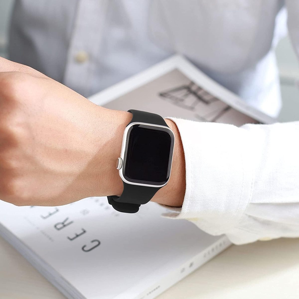 ⁦6 Pack Sport Bands Compatible with Apple Watch Band 42mm 44mm 45mm, Soft Silicone Waterproof Strap Wristbands Compatible with iWatch Apple Watch Series 7 6 5 4 3 2 1 SE⁩ - الصورة ⁦6⁩