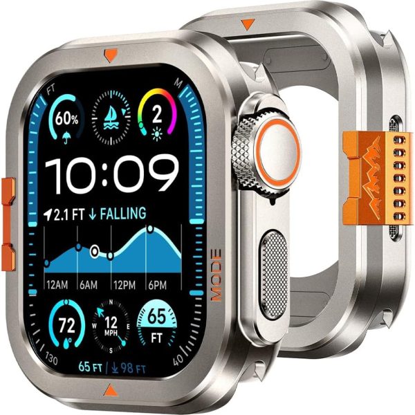 Metal Case for Apple Watch Series 10 46mm Men, AZONEE Shockproof Bumper Cover [Ultra Look Transformation] Stainless Steel Rugged Back Cover for iWatch Accessories