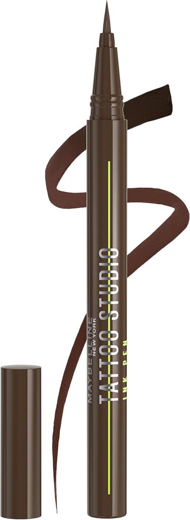 Maybelline Tattoo Studio Ink Pen Liquid Eyeliner, Up to 24 Hours of Wear, Waterproof & Smudge-Resistant Make Up, Brown, 1 Count
