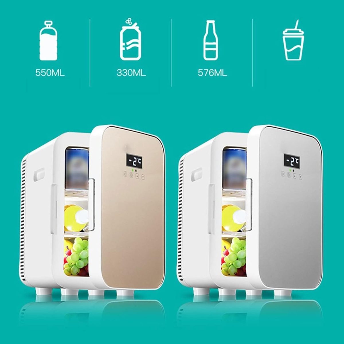 ⁦DDCVFREE Mini fridge Mini Fridge 13.5L Can Portable Personal Small Refrigerator Compact Cooler And Warmer For Food Bedroom Dorm Office Car⁩ - الصورة ⁦3⁩