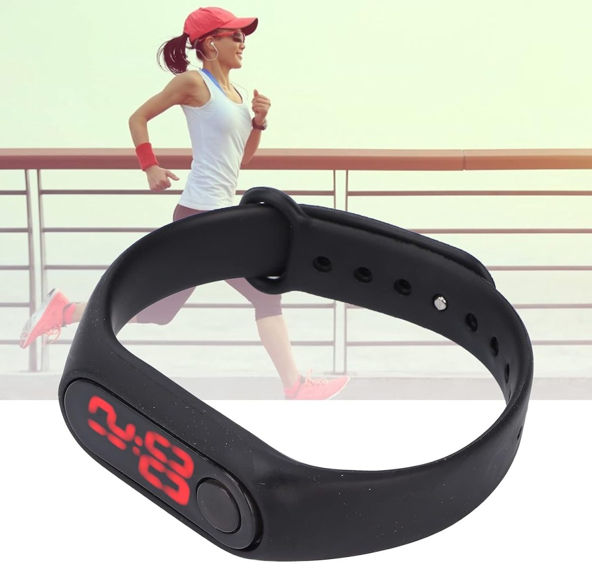 ⁦BNBNMA Smart Digital Watch,Rubber Sports and Fitness Bracelet Luminous Electronic Watch Fashion Fashion Wrist Watch Fashion Anti-Swimming Fashion Watch, Unisex Teenage Girls Boys(Black)⁩ - الصورة ⁦2⁩