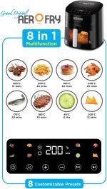 ⁦BLACK+DECKER 8-in-1 Digital Air Fryer with Window, 7.2L Large Capacity, 1800W, Rapid Air Technology, LED Touch Display, Dehydrate Function, Dishwasher Safe Basket, Cool-Touch Handle - AF7210-B5⁩ - الصورة ⁦5⁩