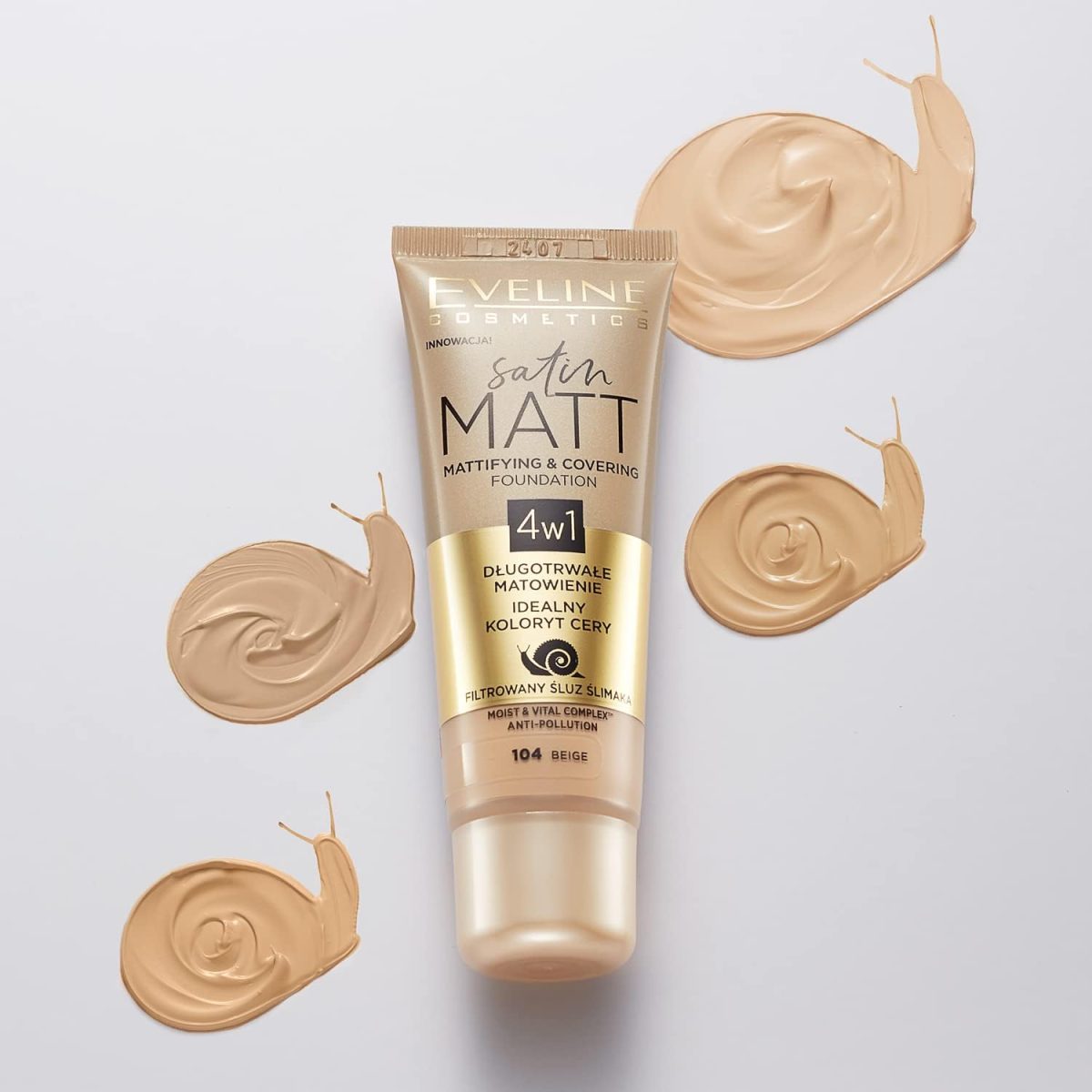 ⁦Eveline Cosmetics Matte Face Liquid Satin Matt No. 101 30 ml⁩ - الصورة ⁦3⁩