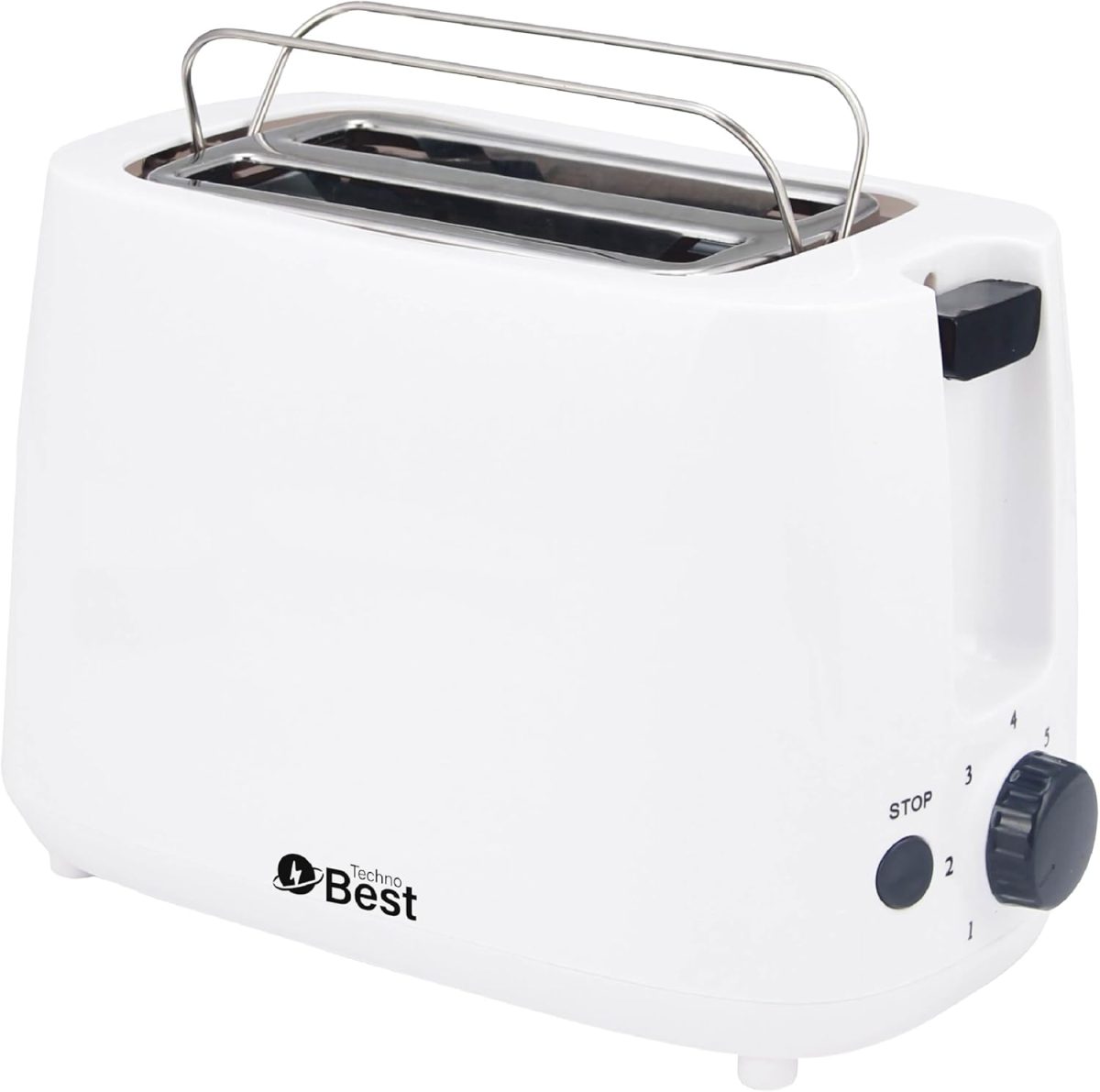 Techno Best 650W 2 Slice Electric Toaster/Efficient Breakfast Toasting/Breakfast machine with Browning control/Plastic/White/BET-01P