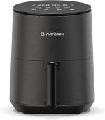Nutricook Air Fryer Mini, 1500 Watts, Digital Display, Tempered Glass Control Panel, 8 Preset Programs with built-in Preheat function, 3.3 Liters, Black