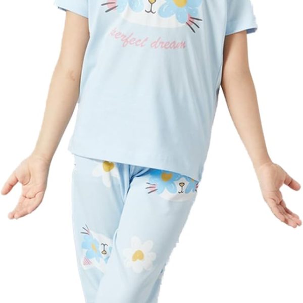 REDTAG Girls Cat Print Pyjama Set (2 Piece)