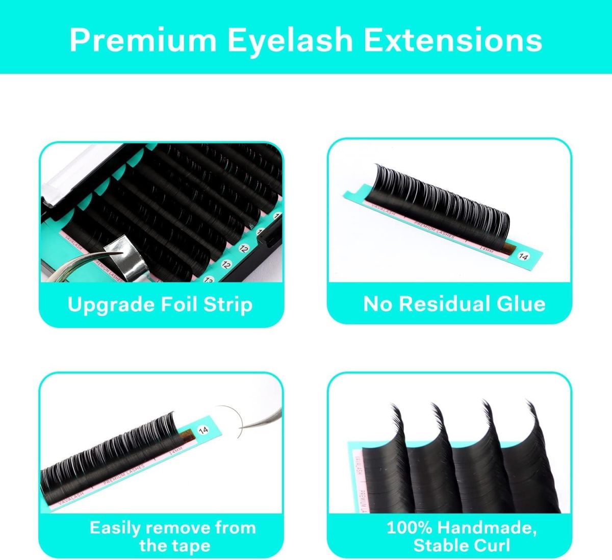 ⁦Eyelash Extensions 0.05 C CC D DD J B L Curl 8-14mm Lash Extensions Supplies Individual Lashes Premium Silk Volume & Classic Lash Soft Matte Dark Professional Eyelashes Extension (0.05-CC-8-14 Mixed)⁩ - الصورة ⁦4⁩