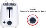 ⁦Techno Best 650W 2 Slice Electric Toaster/Efficient Breakfast Toasting/Breakfast machine with Browning control/Plastic/White/BET-01P⁩ - الصورة ⁦3⁩