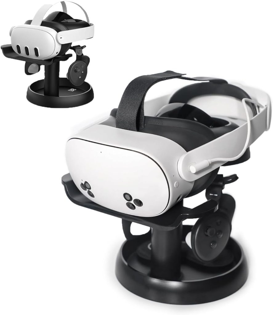 Stand Holder for Quest 3s/Quest 3/Quest 2/Pico 4/for PSVR 2/for Vision Pro, Universal VR Headset Display Dock, Stable Bracket Storage Round Base, Mount Install Easy
