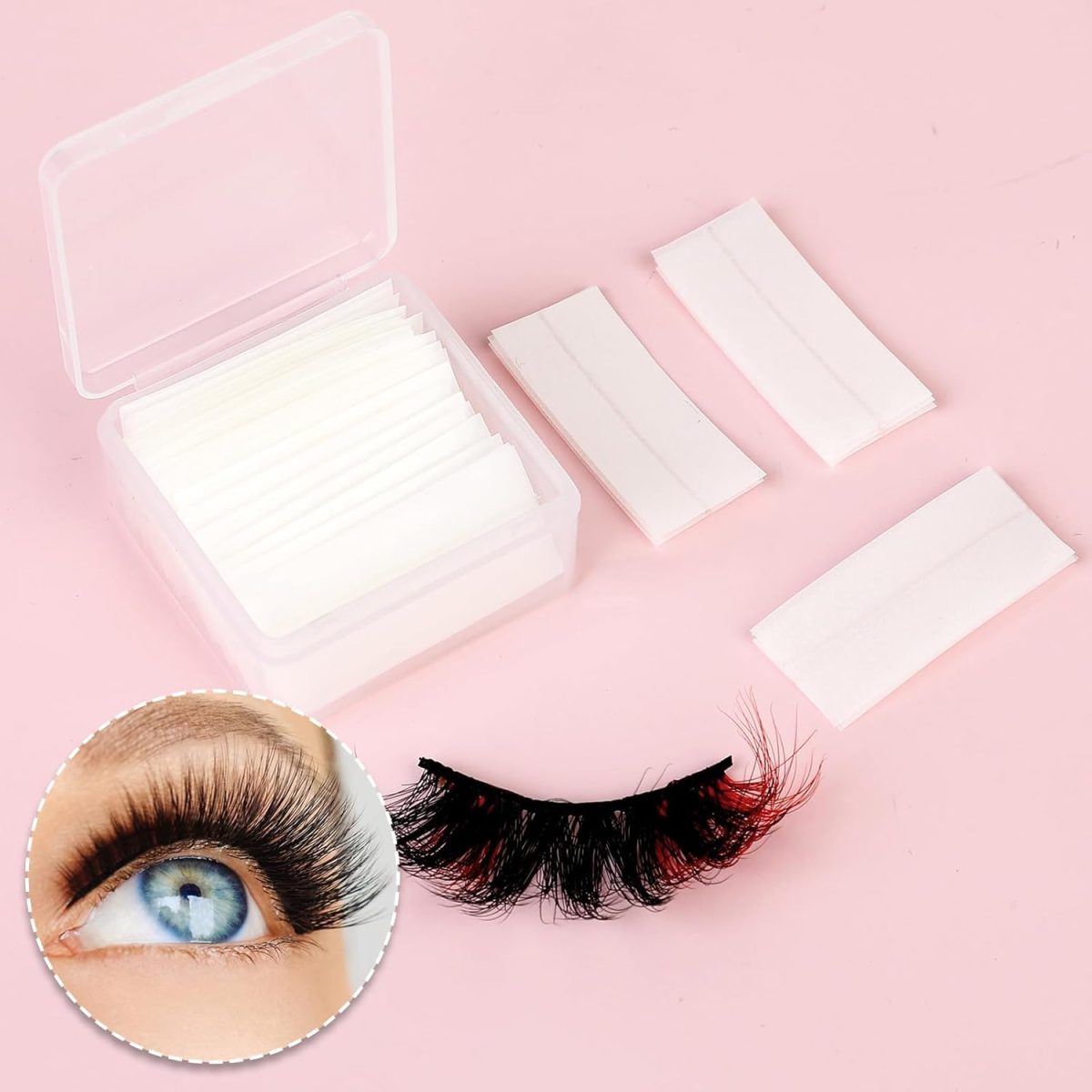 ⁦Tazweeq 40 Pcs Self Adhesive Eyelashes Strips Tape, 5D False Eyelash Self-Adhesive Strip, Waterproof Lash Buddy Glue Strip for Fluffy Mink False Eyelashes Replace⁩ - الصورة ⁦2⁩