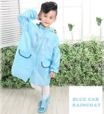 ⁦SYOSI Children's raincoats, Cartoon Kids Rain Jacket, Boys Girls Hooded Rain Poncho Outdoors Kids Transparent Raincoat Student Rain Suit Waterproof Durable Windbreaker - One Size - Blue Car⁩ - الصورة ⁦2⁩