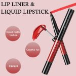 ⁦EXCEFORE Lip Liner and Lipstick Set, Matte Liquid Lipstick and Lip Liner Pens Set, Up to 12 Hour Wear, Non-Stick Cup Lip Gloss & Lip Line Pencil Set For Women (Bean Paste Color)⁩ - الصورة ⁦2⁩