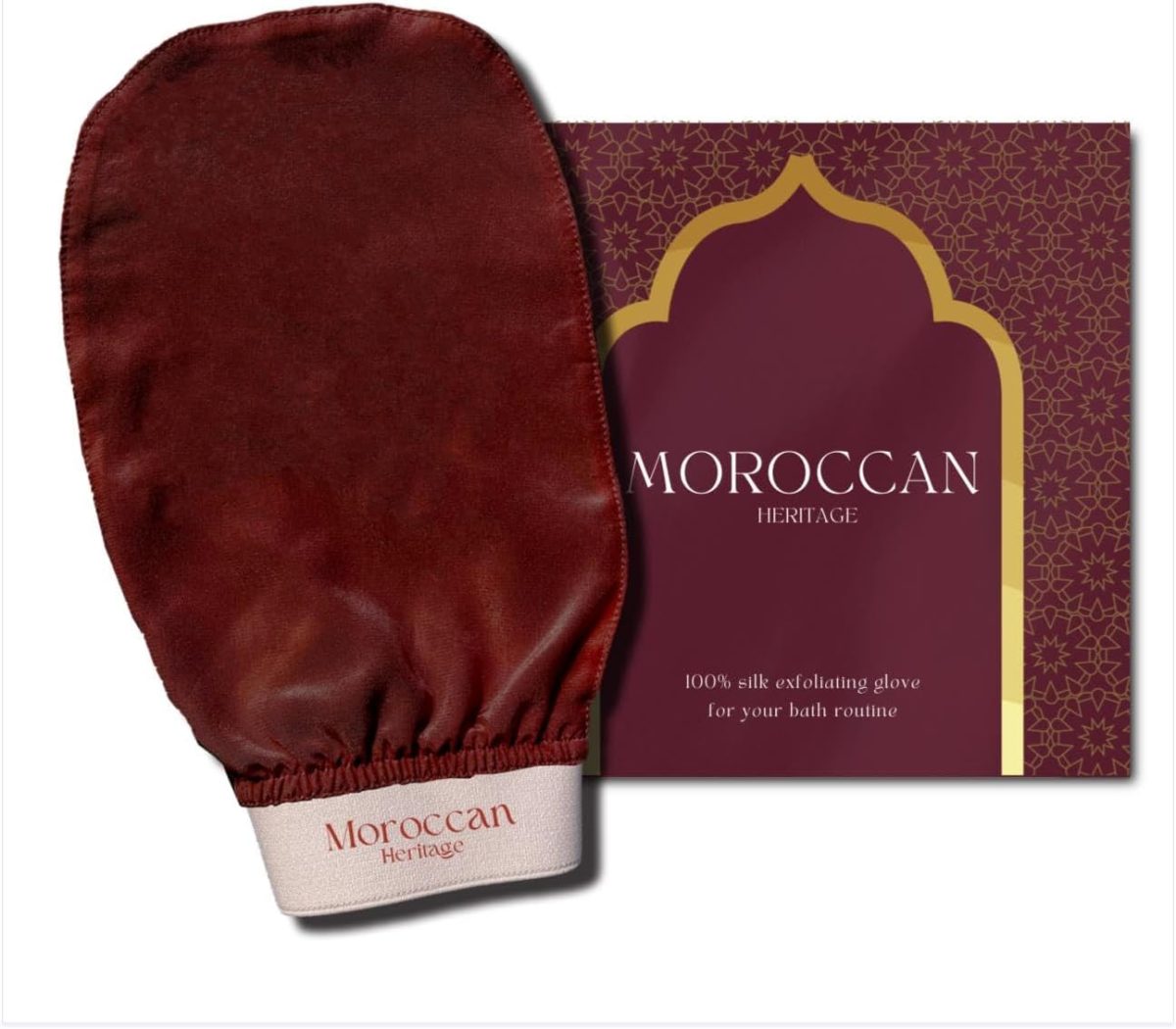 Premium Organic 100% Silk Kessa not viscose/ليفة حمام مغربي/Glove/Mitt for Pain-Free exfoliation - Moroccan Hammam Bath - Deep Exfoliation - Ideal for All Skin Types to be used w/o Black Soap