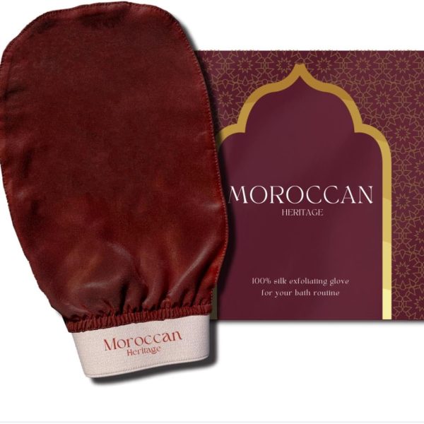 Premium Organic 100% Silk Kessa not viscose/ليفة حمام مغربي/Glove/Mitt for Pain-Free exfoliation - Moroccan Hammam Bath - Deep Exfoliation - Ideal for All Skin Types to be used w/o Black Soap
