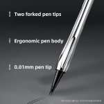 ⁦NOVOLAN Precision Eyebrow Pencil, Long-lasting Formula, Fade-resistant, Natural Look, Multipurpose, Waterproof and Sweatproof, Wild Brow Effect, Water Brow Pencil, 3 Color Bifurcated Pen Tip (#02)⁩ - الصورة ⁦9⁩