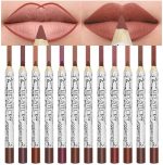 Azonee 12 Colors Matte Lip Liner Pencil Set, Long Lasting Fade Resistant Lip Pencil, Professional Lip Liner Set, Firm yet Smooth, Contour and Line with Ease