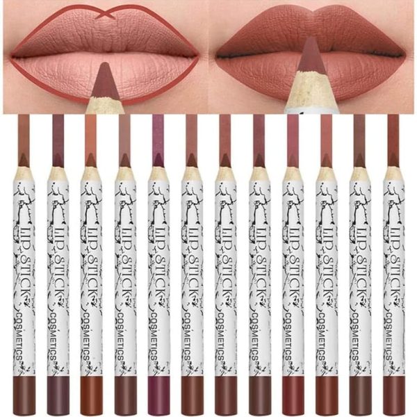 Azonee 12 Colors Matte Lip Liner Pencil Set, Long Lasting Fade Resistant Lip Pencil, Professional Lip Liner Set, Firm yet Smooth, Contour and Line with Ease