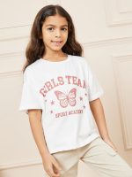 ⁦Styli Girls Butterfly Printed Drop Shoulder T-shirt & Cargo Pant Set⁩ - الصورة ⁦4⁩