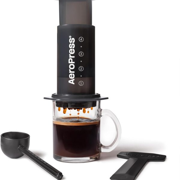 Aeropress Original Coffee and Espresso Maker, Barista Level Portable Coffee Maker with Chamber, Plunger, and Filters, Quick Coffee and Espresso Maker, Made in USA
