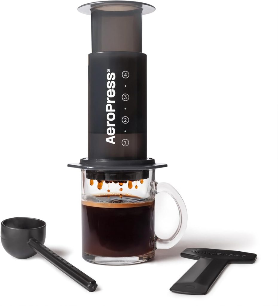 Aeropress Original Coffee and Espresso Maker, Barista Level Portable Coffee Maker with Chamber, Plunger, and Filters, Quick Coffee and Espresso Maker, Made in USA