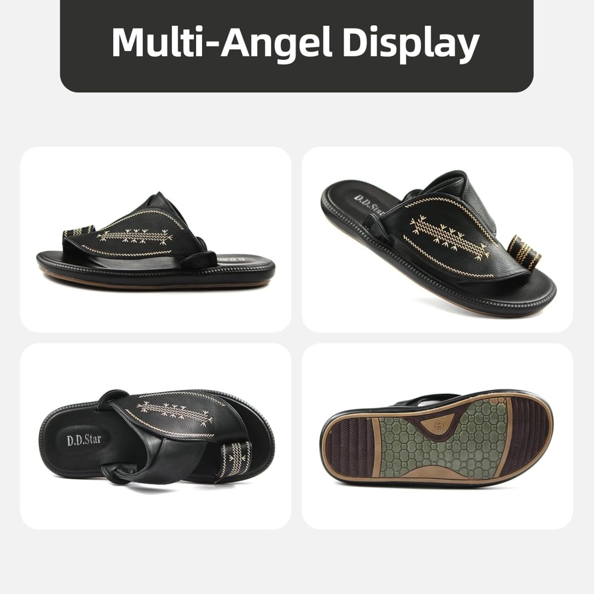 ⁦D.D.Star Slippers For Men, Big Size Comfortable And Memory Foam Sole Arabic Mens Thong Sandals Size 40 To 47.⁩ - الصورة ⁦3⁩