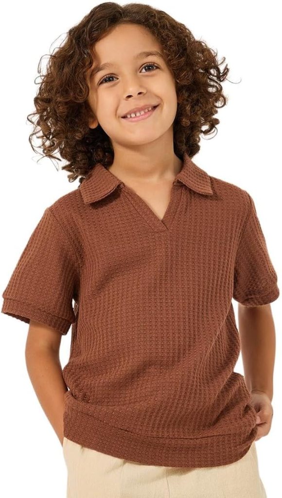 Styli Boys Textured Knit Regular Fit Polo Neck T-Shirt