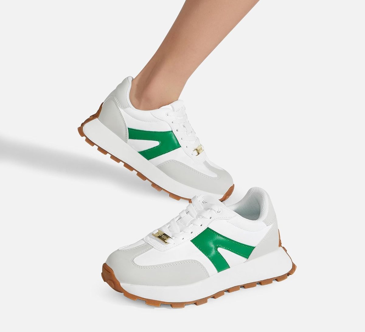 ⁦LUCKY STEP Women's Platform Fashion Sneakers Retro Classic Trainers Casual Lace-up Stylish Tennis Running Walking Shoes⁩ - الصورة ⁦7⁩