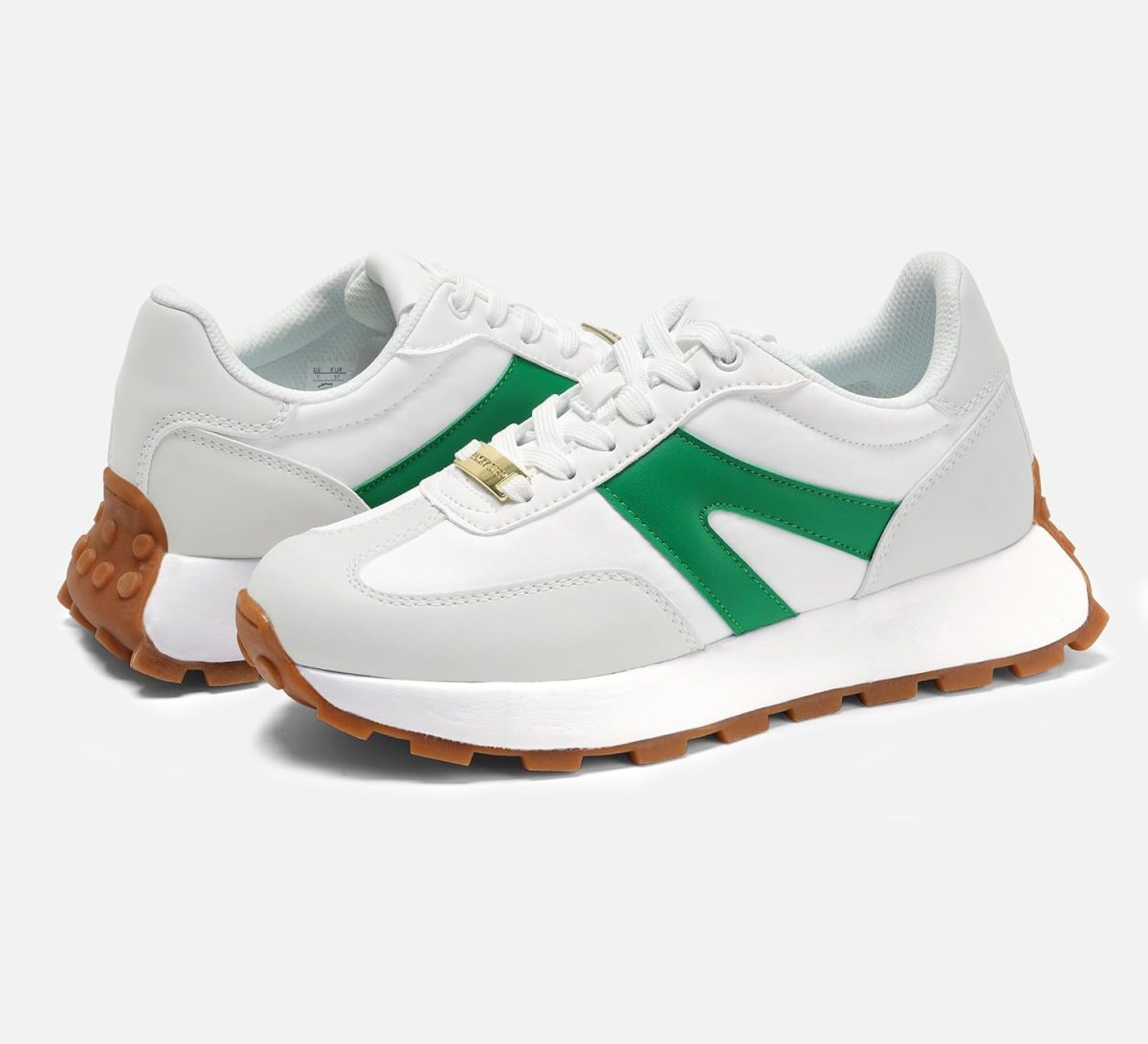 ⁦LUCKY STEP Women's Platform Fashion Sneakers Retro Classic Trainers Casual Lace-up Stylish Tennis Running Walking Shoes⁩ - الصورة ⁦5⁩