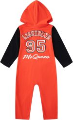 ⁦Cars Disney Lighting McQueen Boys Hooded Coverall for Toddlers and Big Kids⁩ - الصورة ⁦6⁩