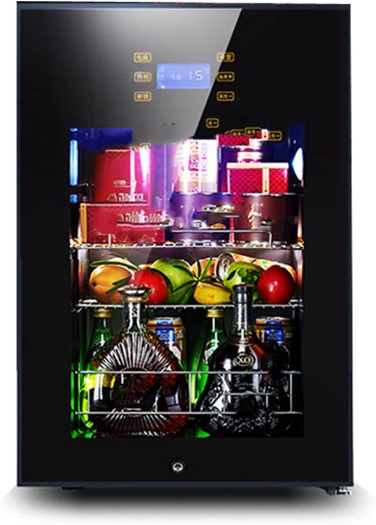 Avcbno Wine cooler 62L Refrigerator Cold Storage Fridge Wine Glass Transparent Door Drink Tea Degree C Food Sample Cabinetn