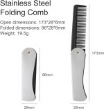 ⁦Stainless Steel Folding Comb, Pocket Comb For Men, Bread Mustache Comb, Hair And Beard Comb With Cover For Men, Ideal For Grooming, Detangling, And Styling (3 Pcs)⁩ - الصورة ⁦7⁩