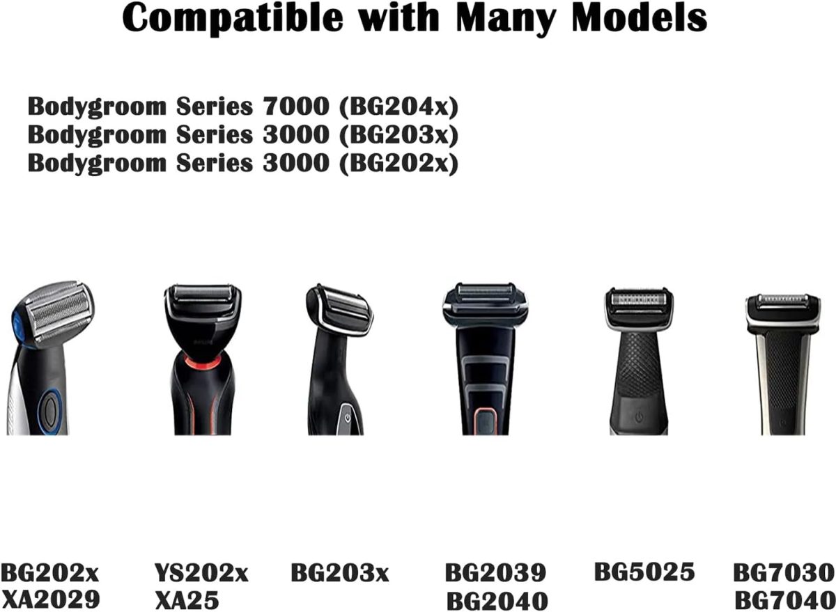 ⁦Suleto BG2000 Replacement Body Groomer Trimmer Foil Head Fit for Norelco Bodygroom Shaver Series 7000 5000 3000, BG2000 Replacement Blades Foil Head BG2024 BG2022 BG2030 BG7040 BG5025 BG2039, 2 Pcs⁩ - الصورة ⁦2⁩