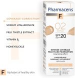⁦Pharmaceris F Intense Coverage Mild Fluid Foundation SPF 20, 30 Ml(02 Sand) – Lightweight Creamy Formula With Sodium Hyaluronate Milk Thistle Honeysuckle And Vitamin B3 For Sensitive Skin⁩ - الصورة ⁦4⁩