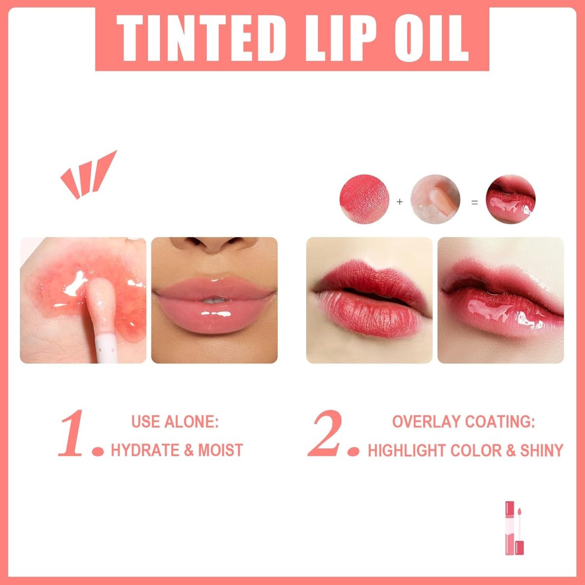 ⁦Lip Glow Oil Color Reviver Cherry Oil, Hydrating Lip Glow Oil Long-Lasting Nourishing Lip Gloss Moisturizing Non-Sticky Plumping Lip Stain Tinted Cherry Oil Lip Care (Ruby Red)⁩ - الصورة ⁦5⁩