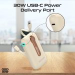 ⁦Promate 4-piece power bank Premium kit with 10,000mAh ultra-compact chargers, USB-C™ and Lightning Built-in cables, LED screen, 22.5 PD, USB-C™ and USB-A™ Ports, and Charge Protection, Quatro-10⁩ - الصورة ⁦4⁩