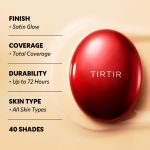 ⁦[xMini Sizex] TIRTIR Mask Fit Red Cushion Foundation | Long-Lasting, Lightweight, Buildable Coverage, Semi-Matte Finish, Korean Cushion Foundation (17C Porcelain, 0.15 Fl Oz)⁩ - الصورة ⁦4⁩