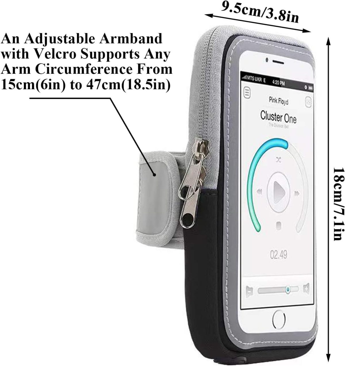 ⁦Qiccijoo Running Armband Phone Holder for Running Full Touchscreen Phone Arm Bands for Running Sports Phone Holder with Adjustable Band for iPhone 13 Pro Max 12 11 Xs Xr 8 7 Galaxy S20 S10 S9 S8⁩ - الصورة ⁦2⁩