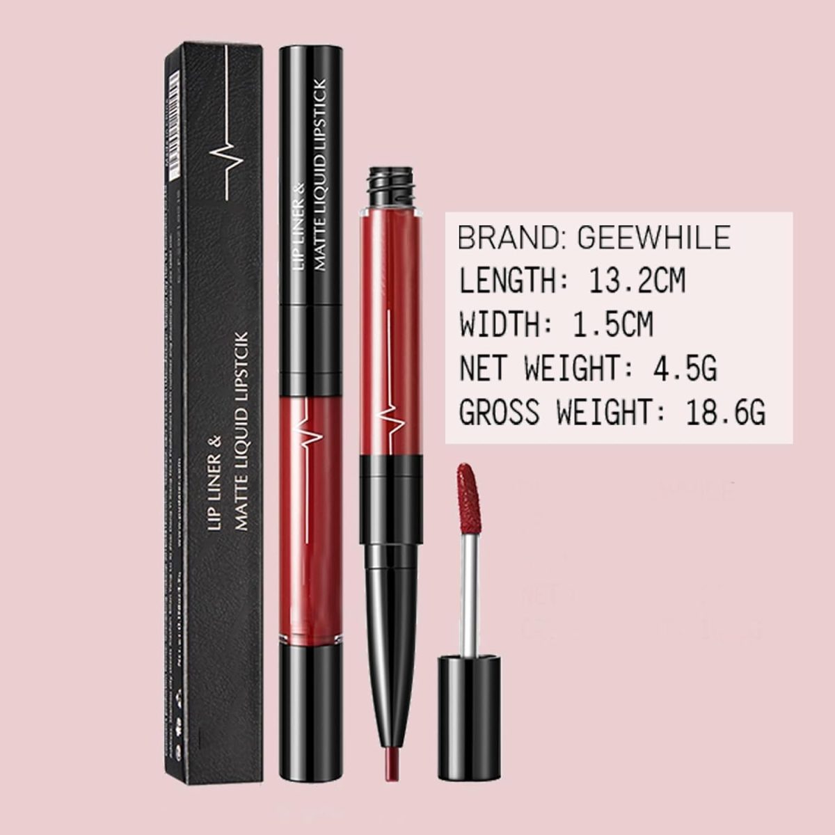 ⁦EXCEFORE Lip Liner and Lipstick Set, Matte Liquid Lipstick and Lip Liner Pens Set, Up to 12 Hour Wear, Non-Stick Cup Lip Gloss & Lip Line Pencil Set For Women (Bean Paste Color)⁩ - الصورة ⁦7⁩
