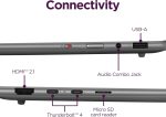 ⁦Lenovo Slim 7i - 2025 - Lightweight Laptop - 14" WUXGA Touchscreen Display - 16GB Memory - 1 TB Storage - Core Ultra 7 - Windows 11 Pro - Luna Grey⁩ - الصورة ⁦9⁩